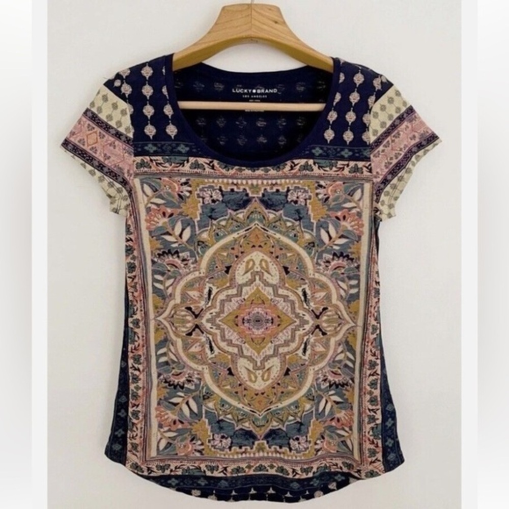 Lucky Brand boho Relaxed Short Sleeve Tee 1X